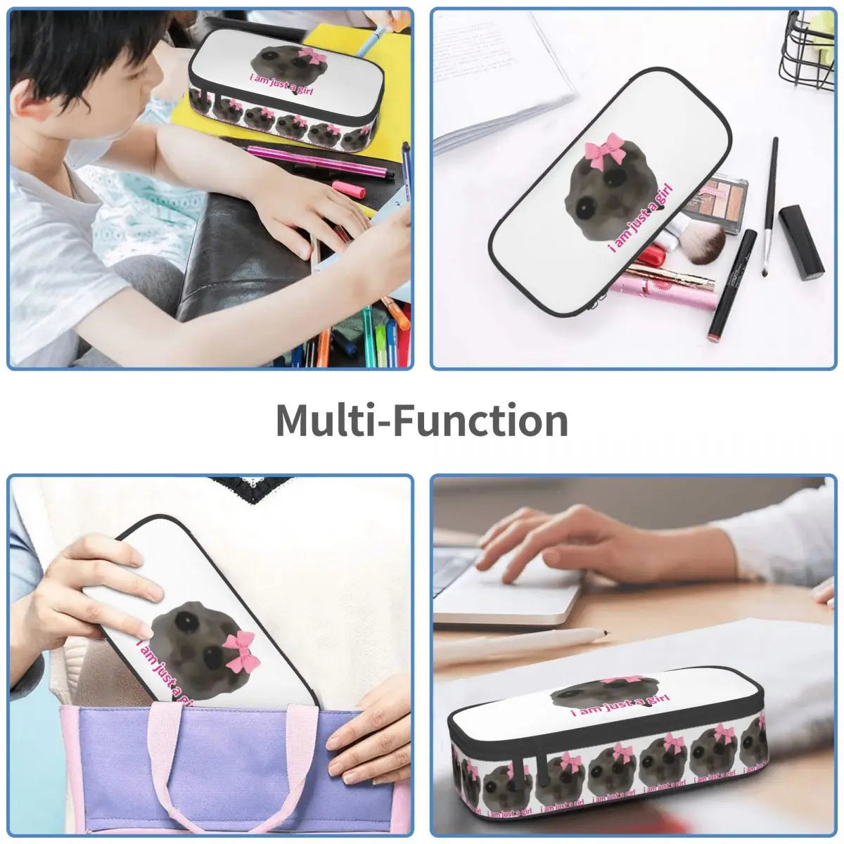 Sad Hamster Pencil Cases Pencil Pouch Storage Stationery Supplies Large Capacity Pen Box Pencil Bag for Students