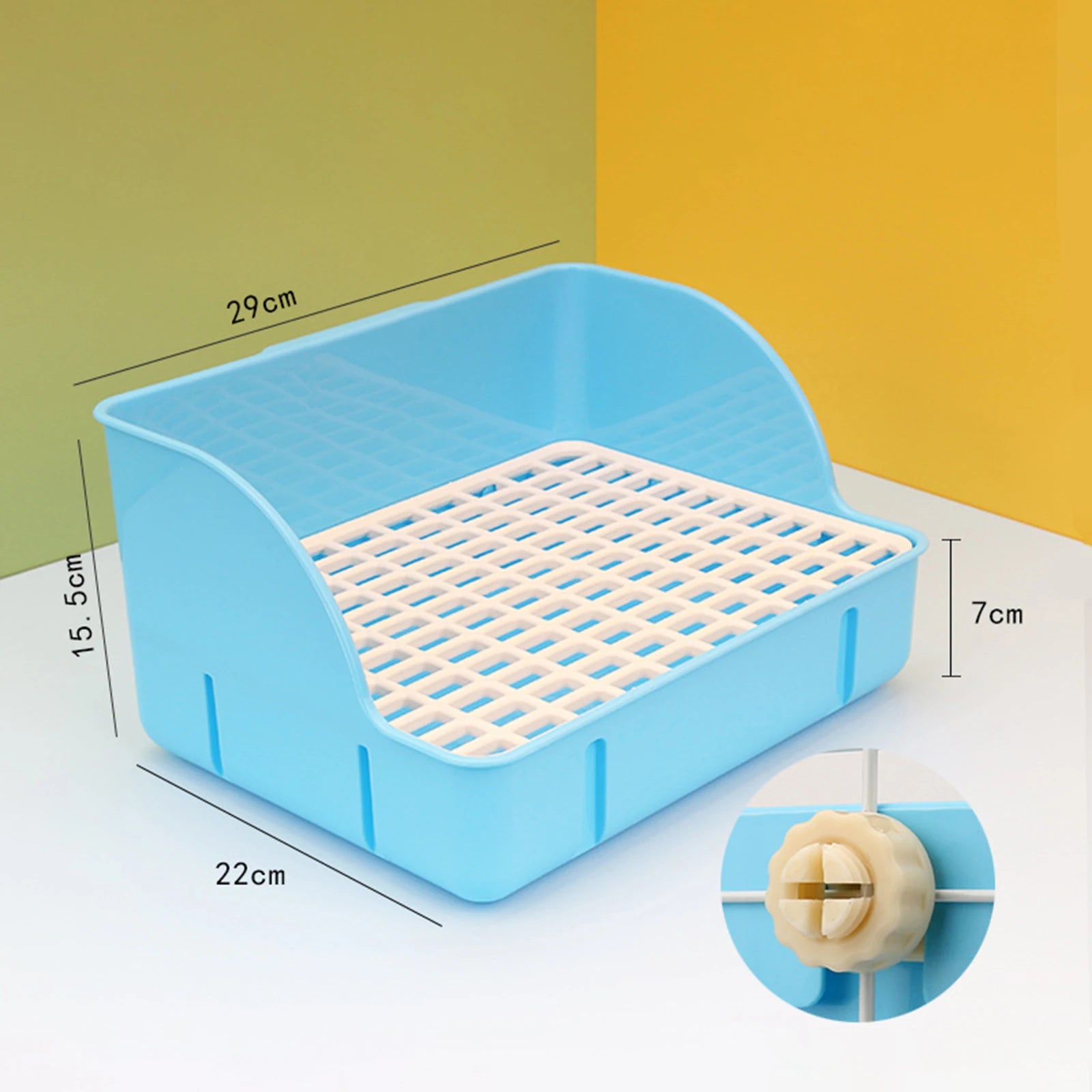 Rabbit Corner Litter Box with Splash Guard for rabbits, chinchillas, and rats from Burrowly small pet supplies.