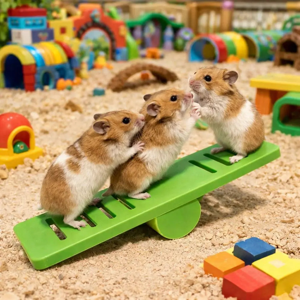 Pet Exercise Toy Plastic Hamster Seesaw Toy Colorful Creative Rodents Seesaw Puzzle Pet Cage Toy Pet Sport Exercise