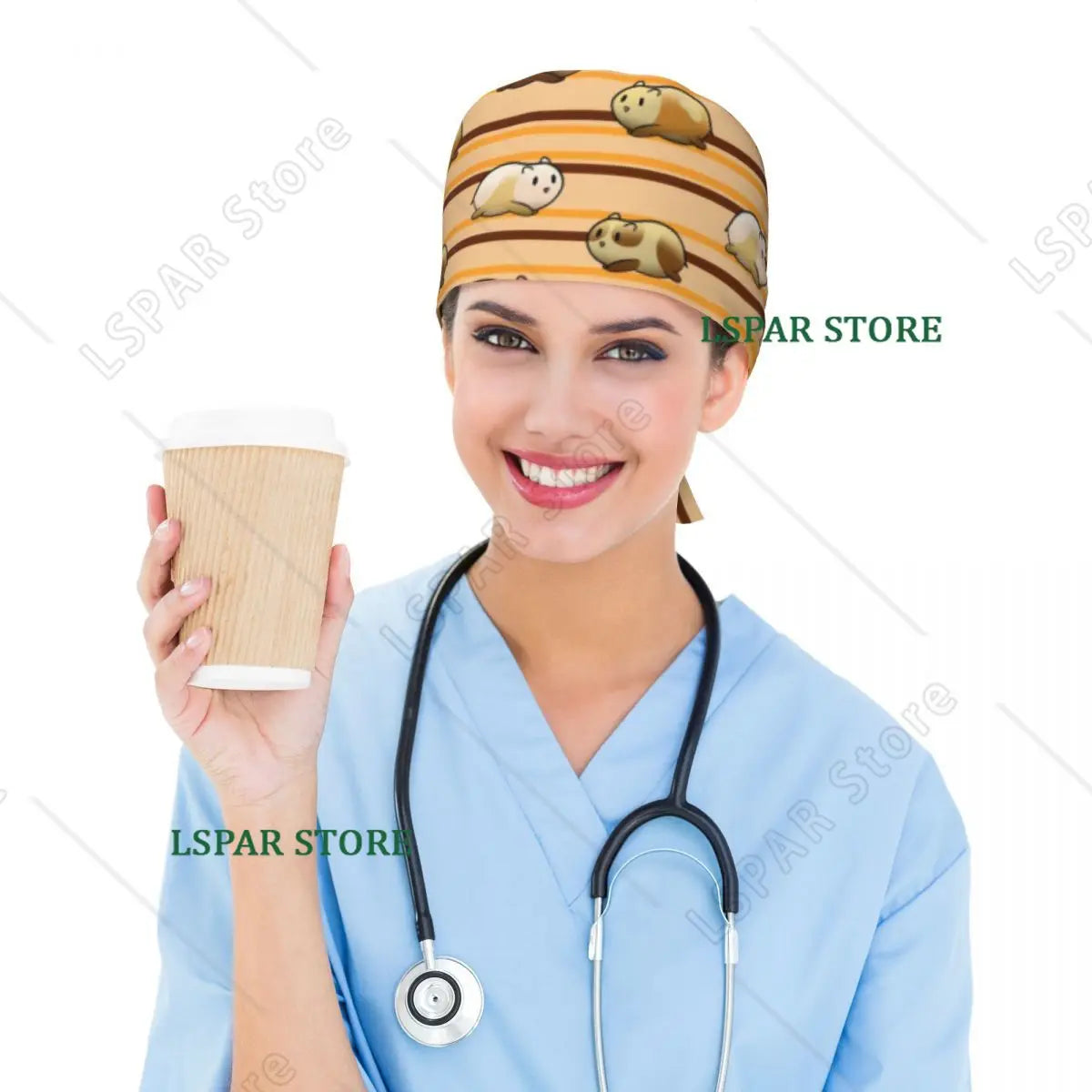 Custom Guinea Pigs Striped Medical Staff Scrubs Hat Women Men Domestic Cavy For Chef Hat Scrub Caps