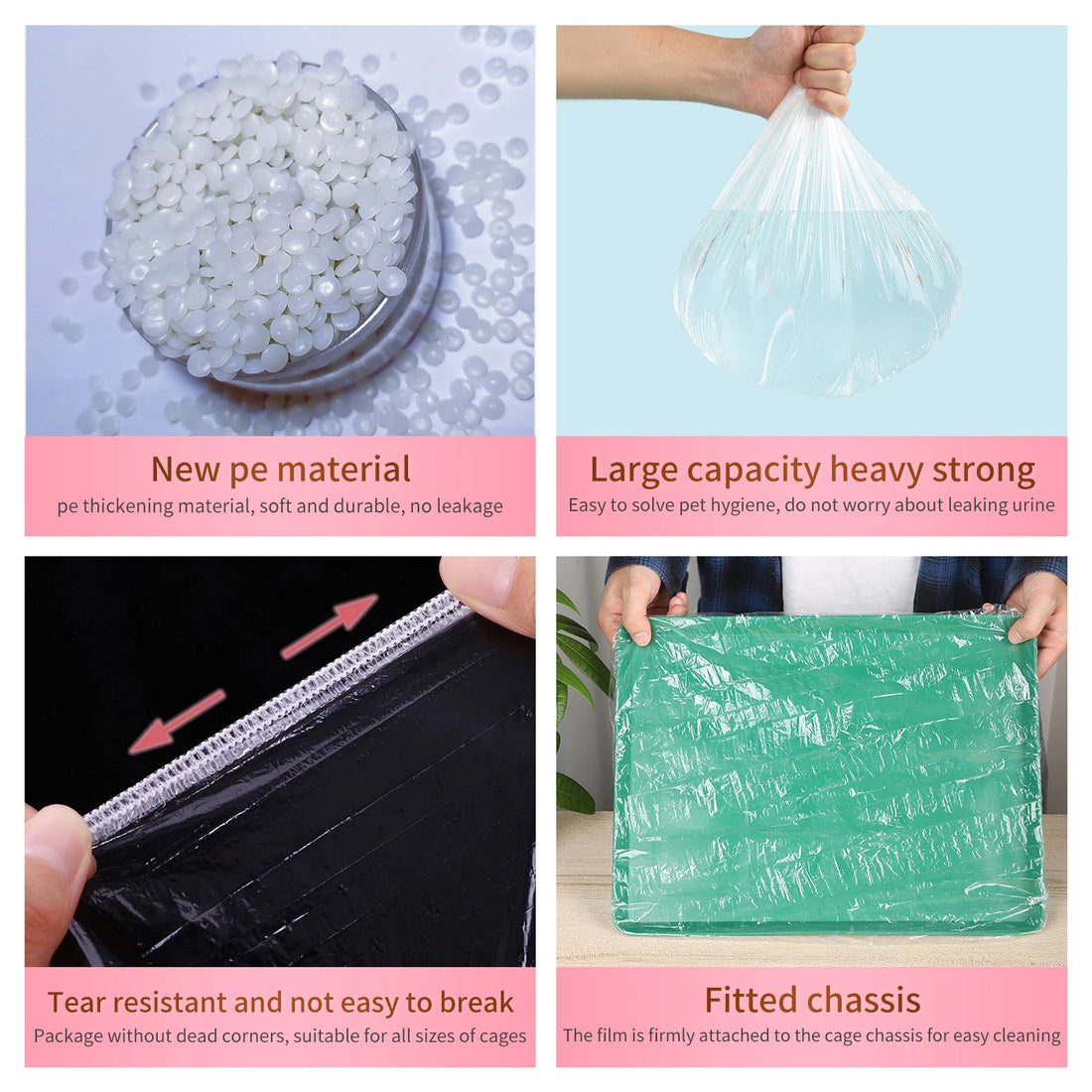 50pcs Rabbit Cage Liners Disposable Large Plastic Mat Films for Bunny Guinea Pigs Chinchillas Hamsters Hedgehogs Universal 60cm