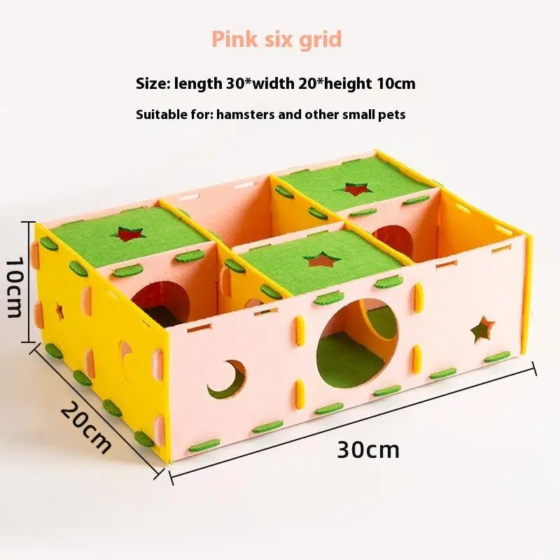 〔CC11〕Removable Felt Maze Hide Nest Hamster Passage Little Pet Nest Sugar Glider Hamster Golden Bear Pet Toy Indoor Pet Supplies