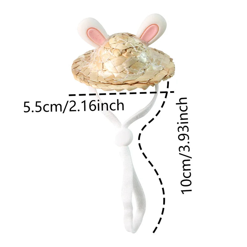 Cute Hamster Hat Small Pet Straw Hat Chipmunk Guinea Pig Hamster Decoration Accessories Adjustable Hamster Hat Small Pet Supplie