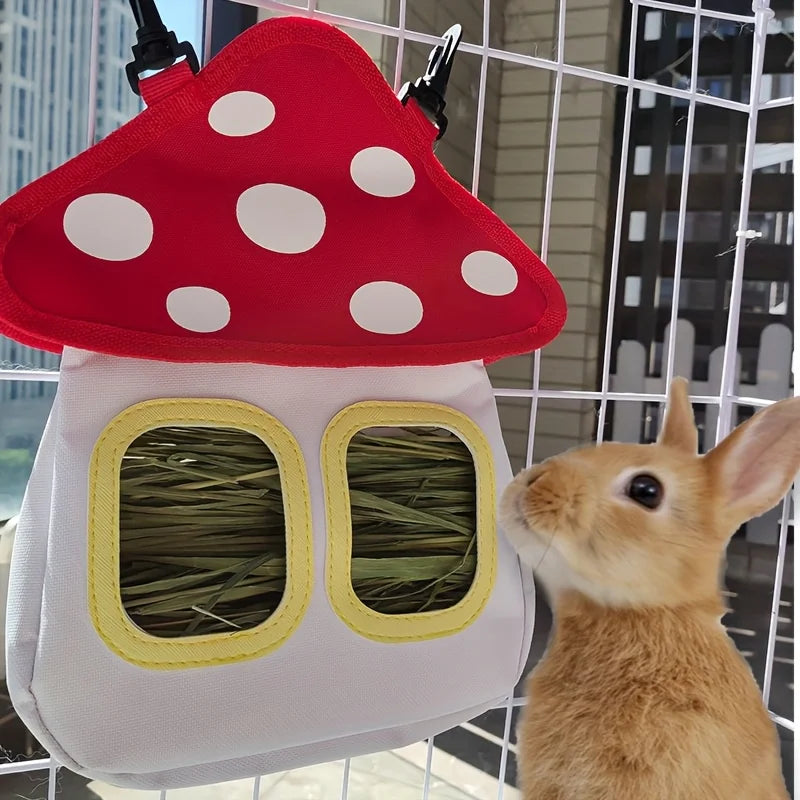 Mushroom Shaped Pet Hay Feeder Hanging Forage Bag for Rabbit Guinea Pig