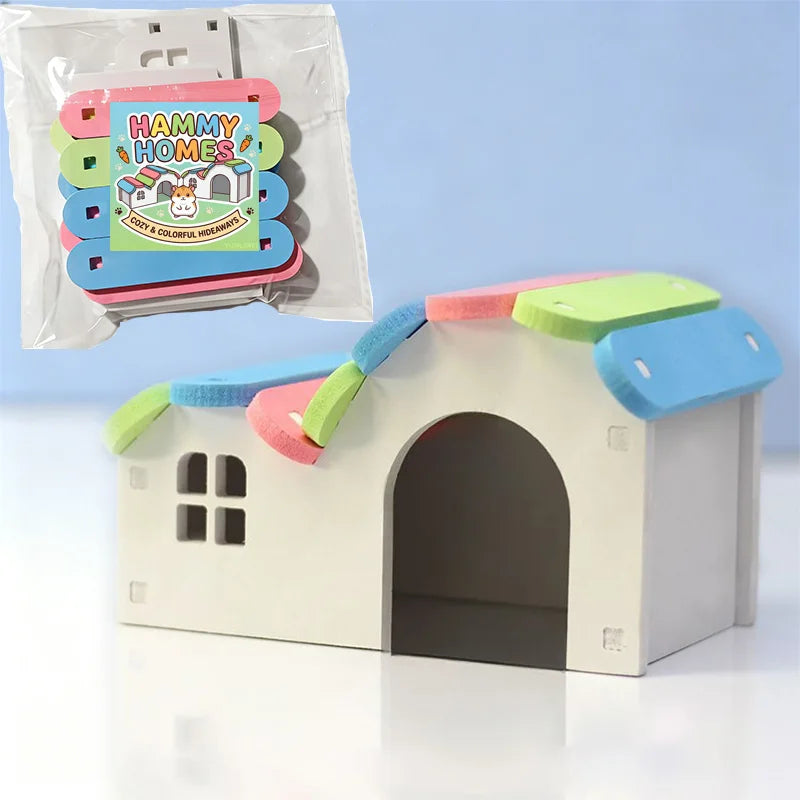 Round Wooden Hideout with Rainbow Bridge for hamsters, mice, and gerbils from Burrowly small pet supplies.