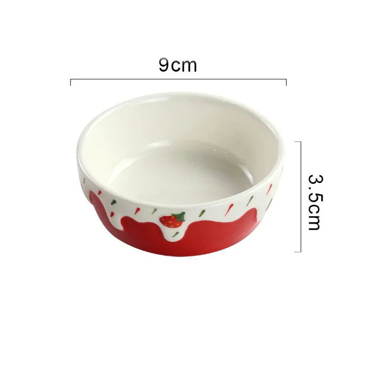 Anti-Rollover Ceramic Food Bowl for Small Pets