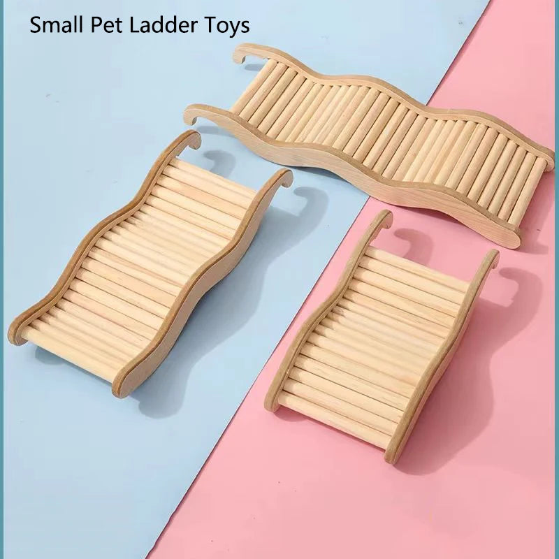 Smooth Hamster Hideaway Wooden Hamster House with Climbing Ladder Small for Burrowly enrichment toys and small pet care.