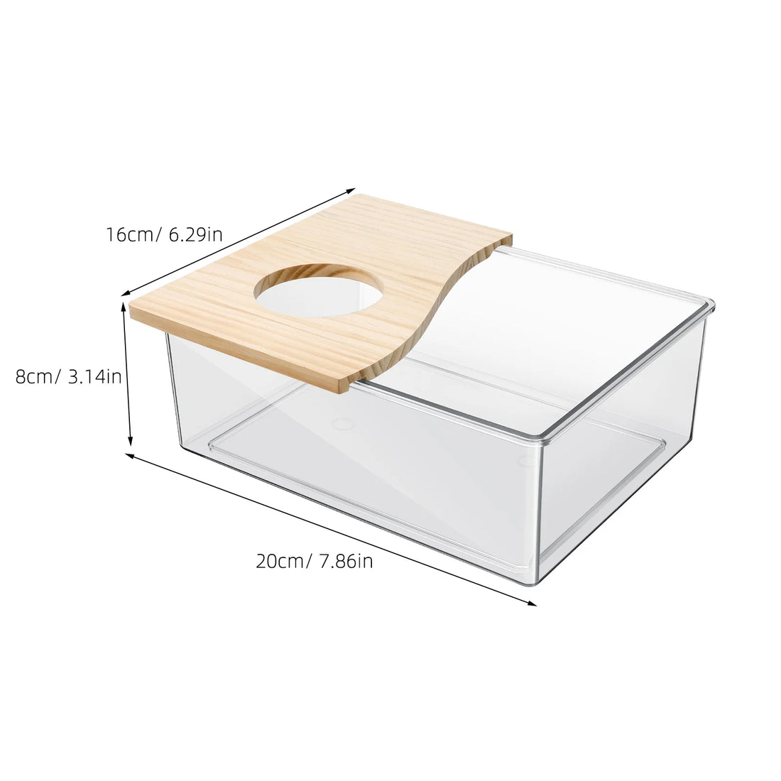 Clear Acrylic Sand Bath Box for Hamsters and Chinchillas for hamsters, gerbils, and chinchillas from Burrowly small pet supplies.