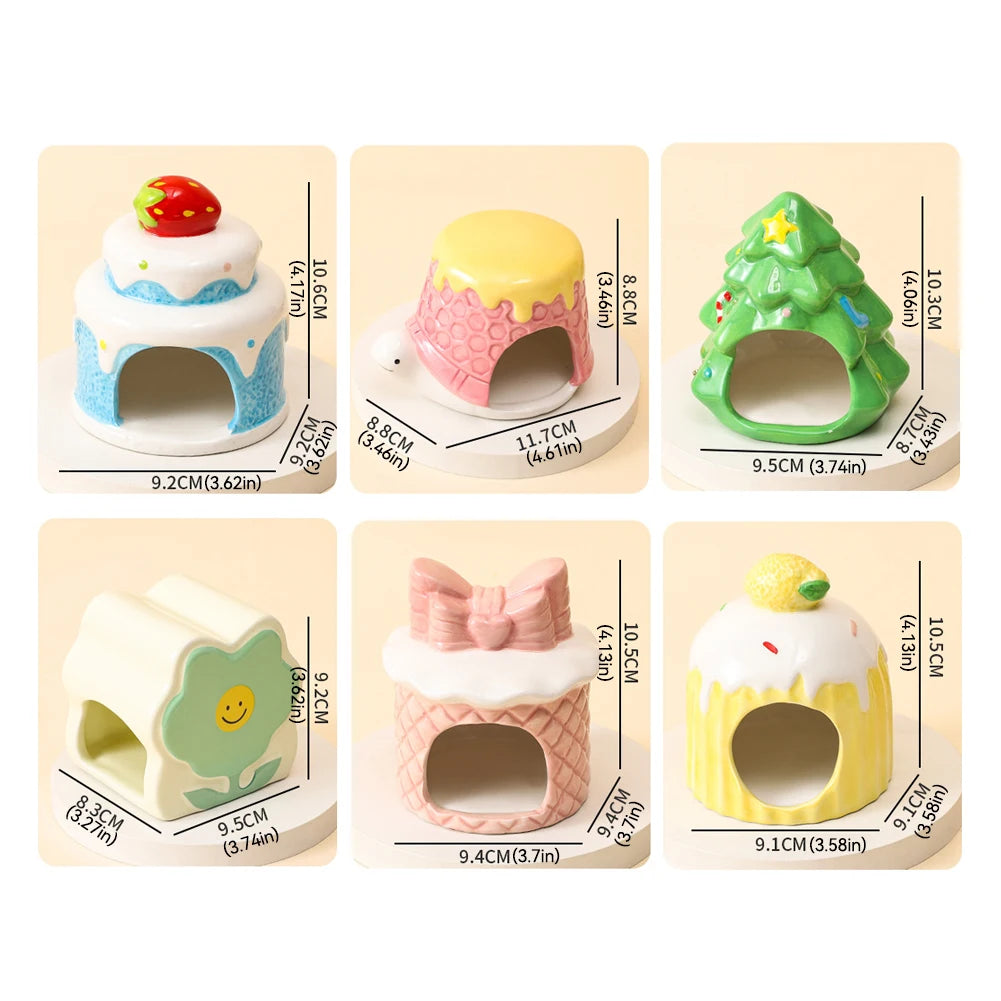 Ceramic Hamster House for Small Animals Outdoor Mushroom Cave Small Animal
