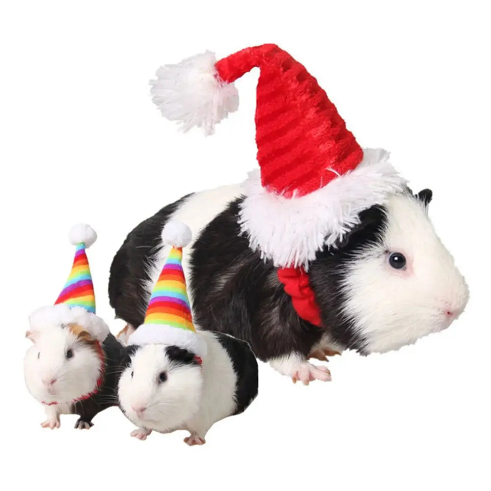 Kitty Rainbow Hamster Head Accessories Party Supplies Small Animals Cat Hat Pet Christmas Hat Costume Decor Santa Claus Cap