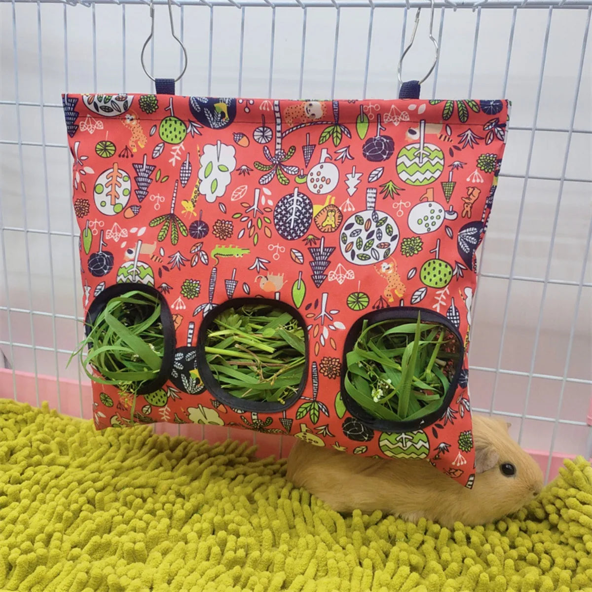 Hanging Rabbit Hay Feeder Dispenser Pouch for Small Animals Pet Rabbit