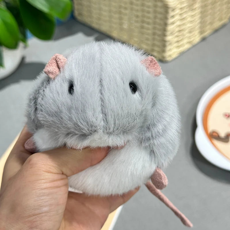 12CM Kawaii Cartoon Simulation Anime Flower Branch Mouse Stuffed Animal Plush Toy Children's Hamster Handmade Doll Festival Gift