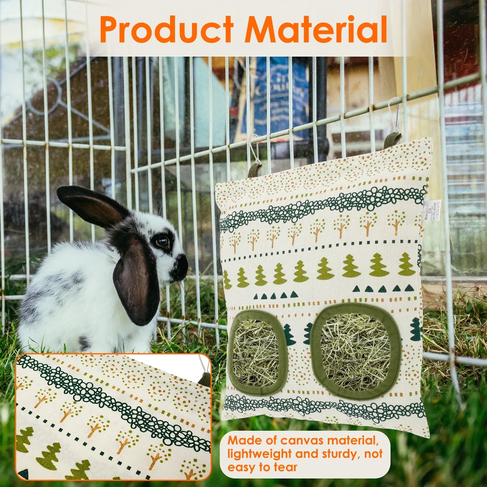 3pcs Hay Bag Hanging Pouch Feeder Feeding Dispenser Container Small Animal