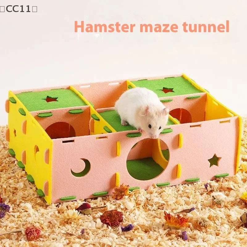 〔CC11〕Removable Felt Maze Hide Nest Hamster Passage Little Pet Nest Sugar Glider Hamster Golden Bear Pet Toy Indoor Pet Supplies