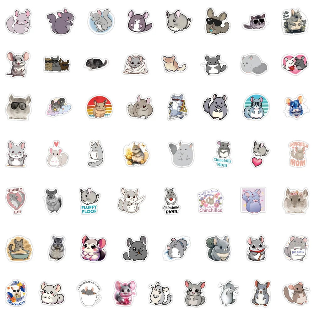 10/55/110PCS New Chinchilla Kawaii Creative Graffiti Stickers for Water Cup Pencil Box Scrapbook Waterproof Decal Kids Toy