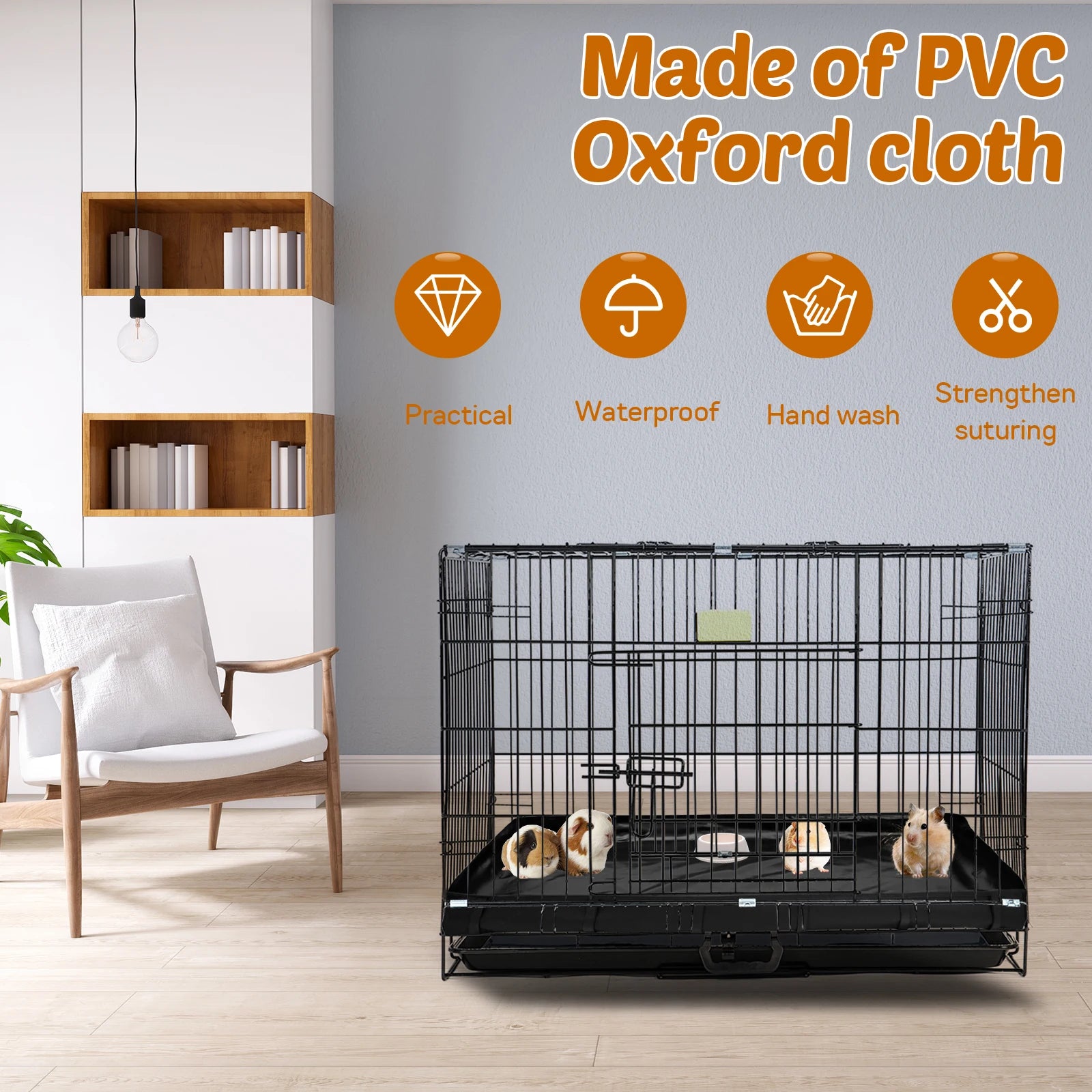 Waterproof Oxford Cage Base Liner for Guinea Pigs for guinea pigs, hamsters, and hedgehogs from Burrowly small pet supplies.