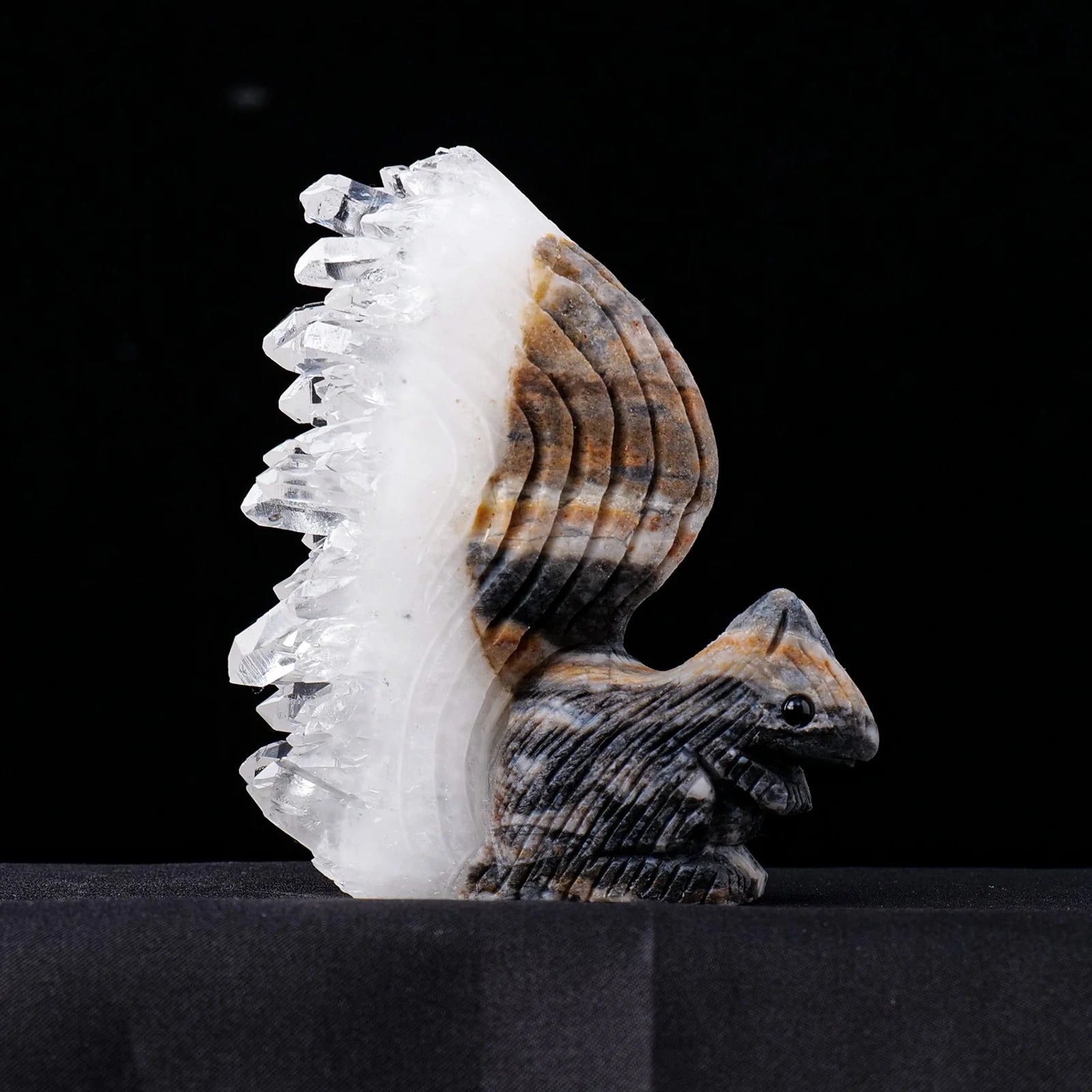 1pc Natural Healing Crystal Stone Clear Quartz Cluster Small Squirrel Animal Figurines Home Decoration Birthday Gift