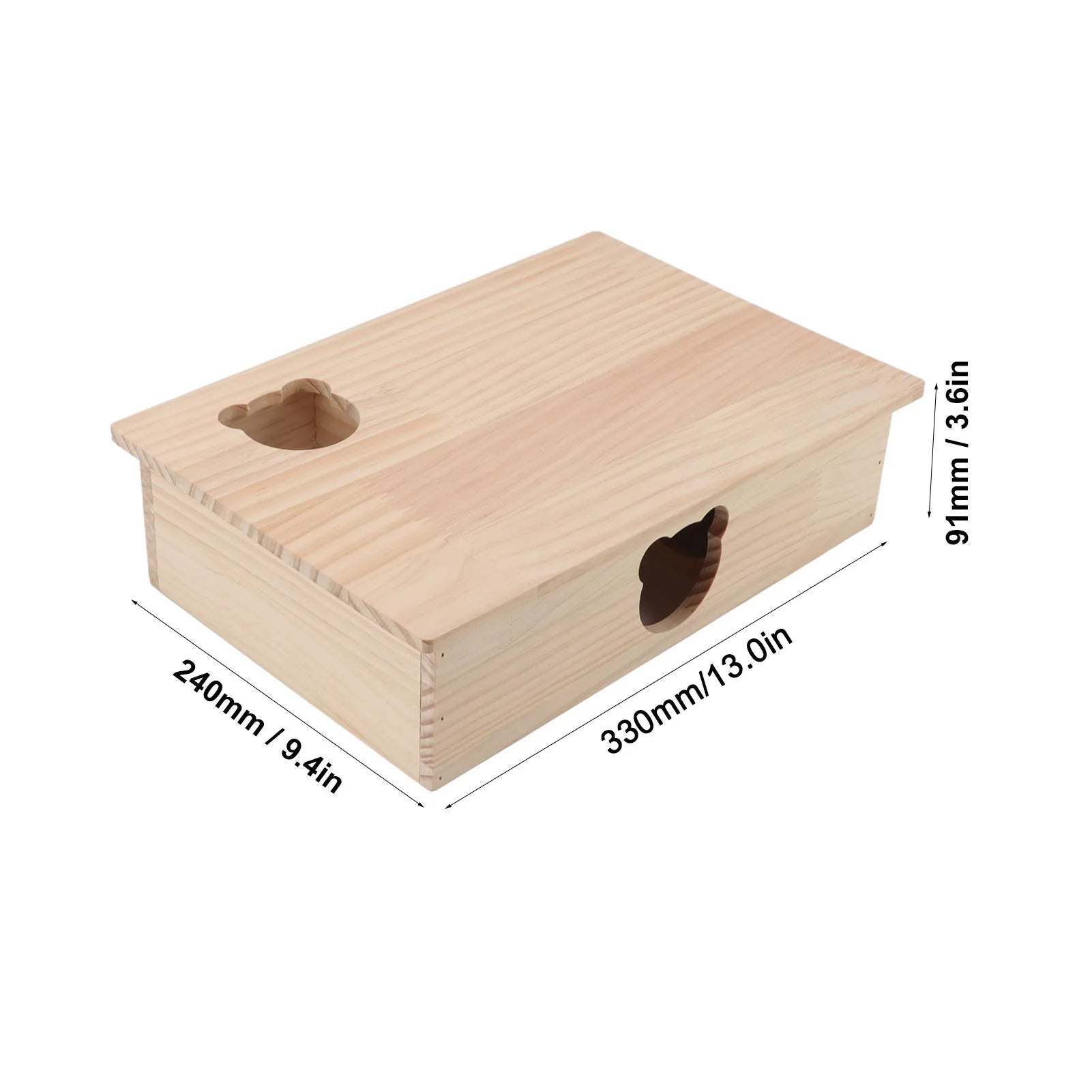 Wood log hideout house for hamsters and chinchillas from Burrowly.