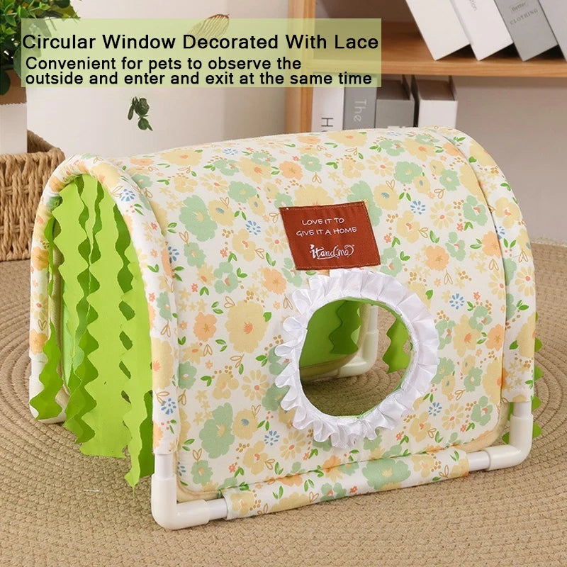 Hamster Shelter Small Rabbit/Dutch Pig/Guinea Pig Triangle Tassel Shelter Small Animal Cage Decoration Small Pet Nest Decoration