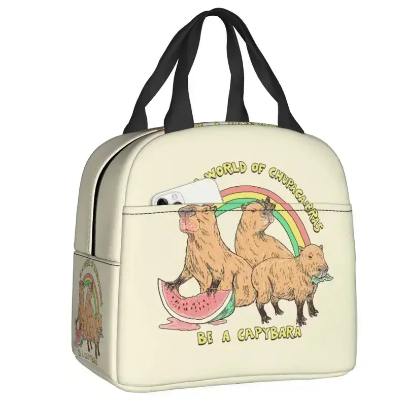 Cute Giant Cavy Capybara Collage Lunch Bag Leakproof Thermal Cooler Insulated Lunch Box For Women Kids Picnic Food Tote Bags