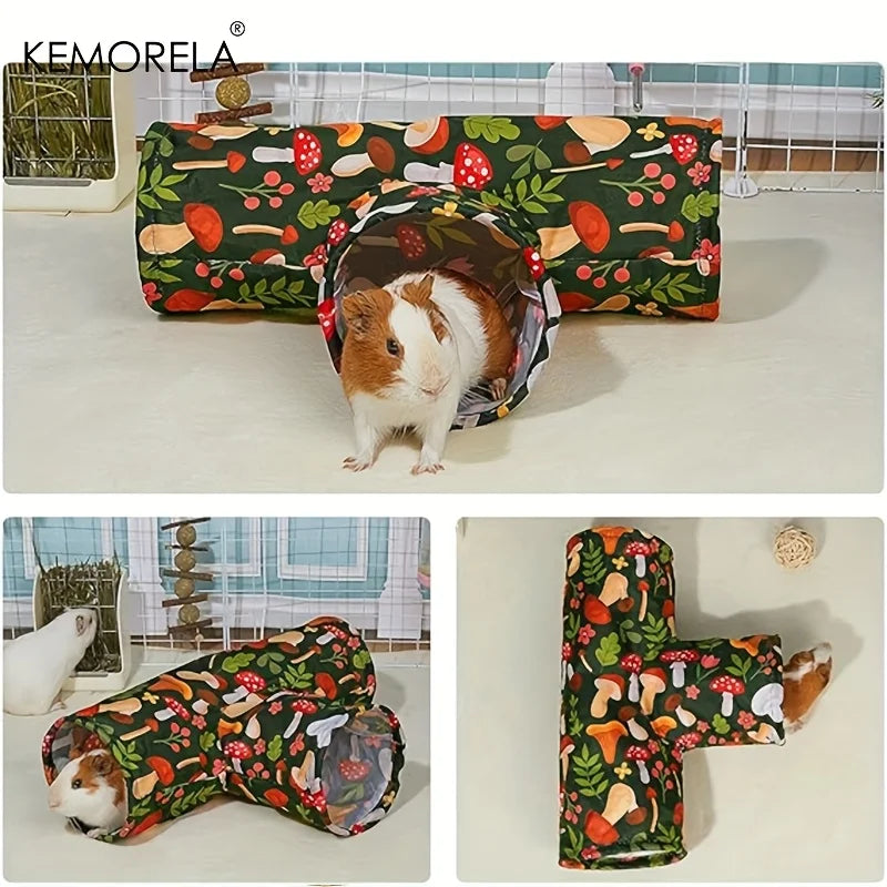 Kemorela 3-way Foldable Guinea Pig Tunnel - Washable Hideout for Rabbits