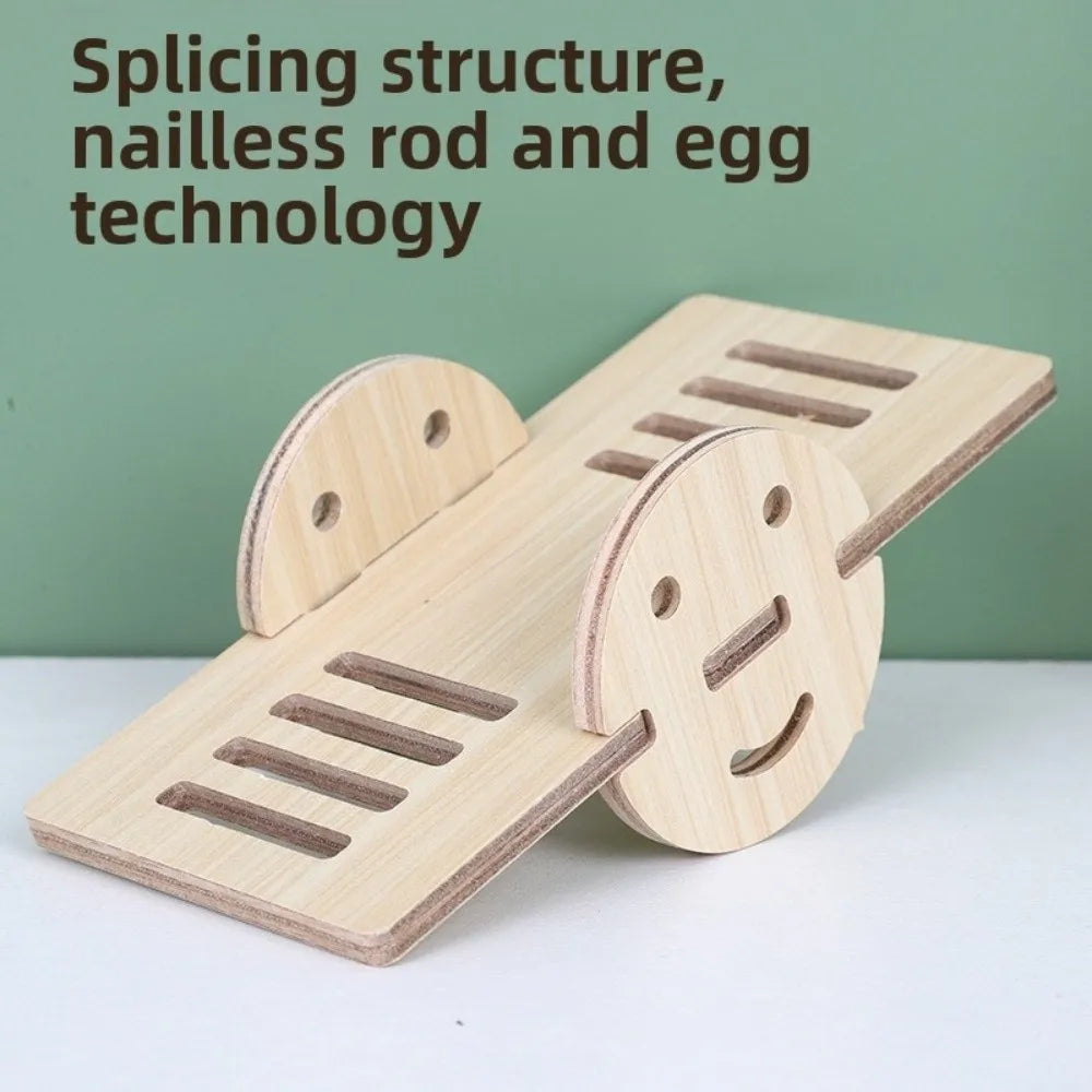 Natural Wooden Hamster Villa Easy To Install, Chewable Platform House, Durable Cage Accessories, Seesaw Swing, Pet Supplies