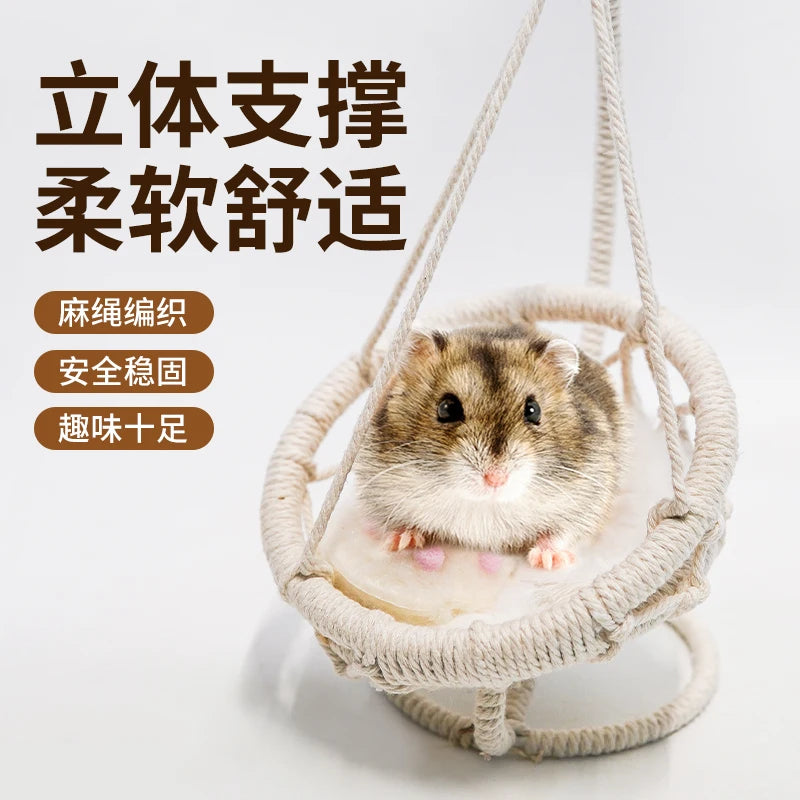 Hamster Swing Hammock Mouse Nest All-Season Use Golden Hamster Cage Interior Decoration Supplies