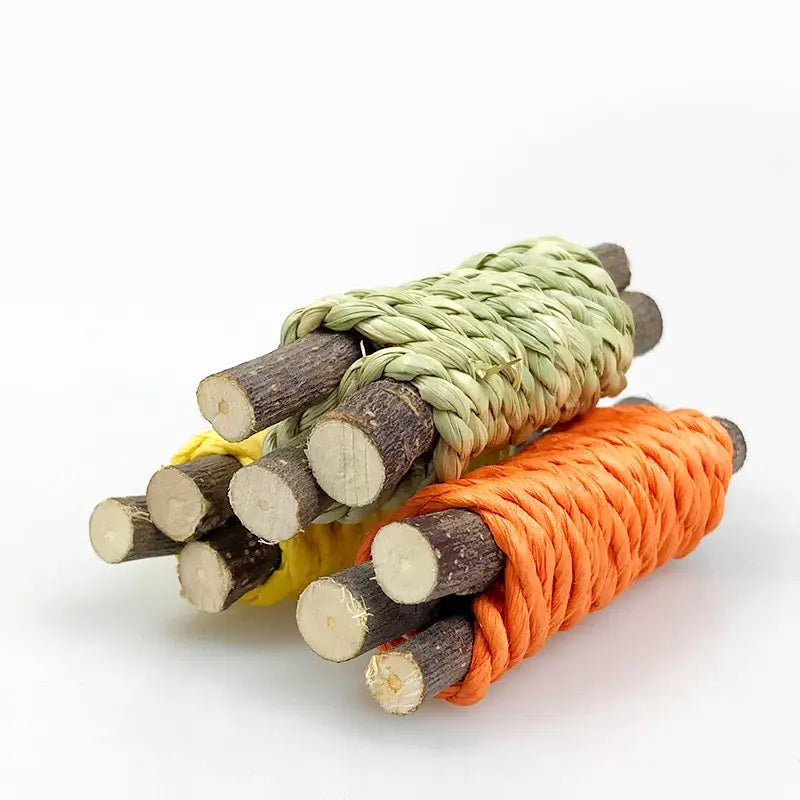 Wooden Snack Chew Toy for Rabbits and Hamsters for rabbits, hamsters, guinea pigs, and chinchillas from Burrowly small pet supplies.