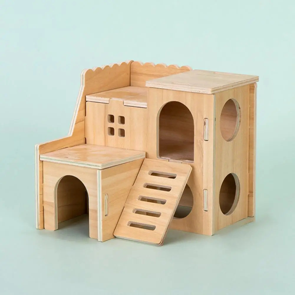 Hamster Wooden Small Villa Swing Seesaw Pet Climbing Play Hut Chews Toy Hamster Sleeping Nest Hide Out Quail Rutin Chicken Toy