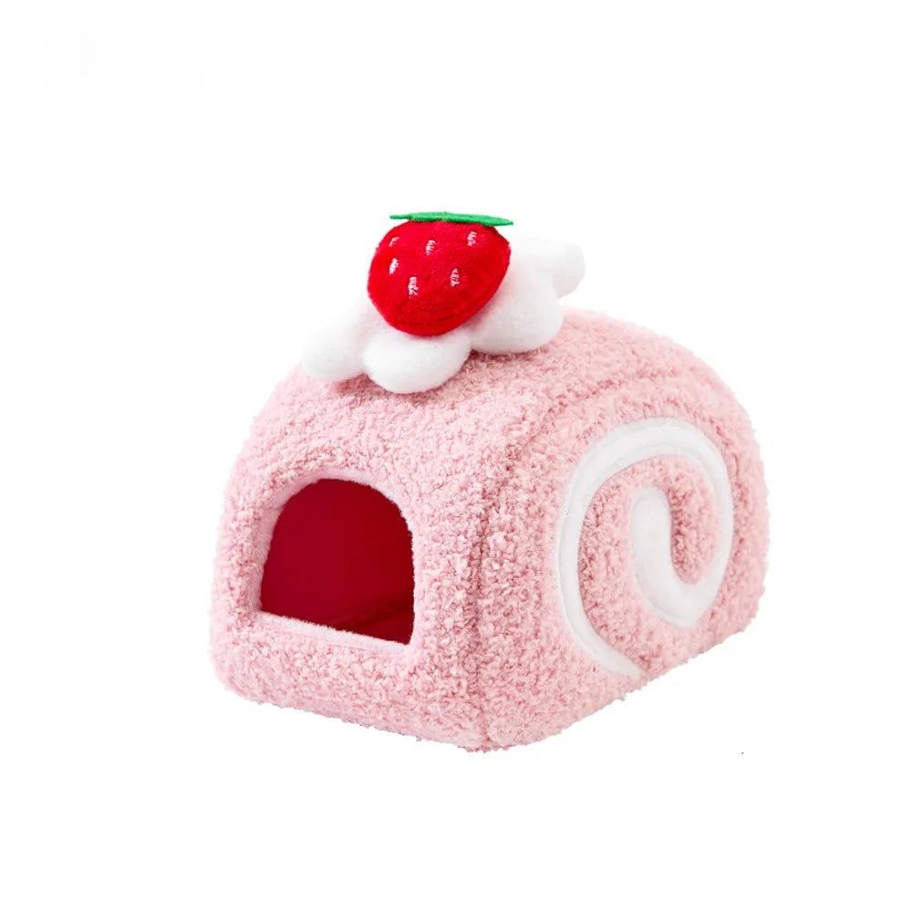Pet Supplies Warm Hamster Cake Nest Cute Swiss Roll Shape Hamster Cage Soft Multi-Functional Pet Sleeping Bag Small Animal