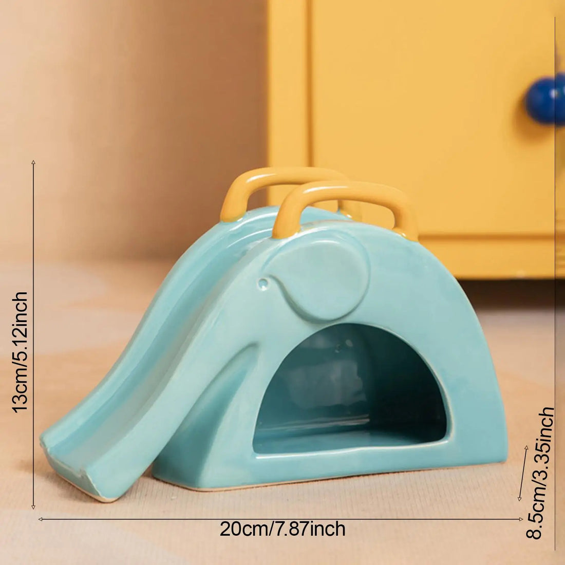 Quality Ceramic Hamster Hideout Elephant Shaped House with Slide Safe Play Toy Activity Exercise Decor for Gerbils