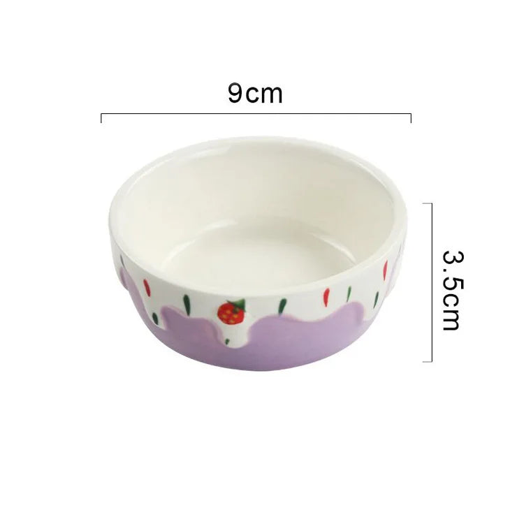 Anti-Rollover Ceramic Food Bowl for Small Pets