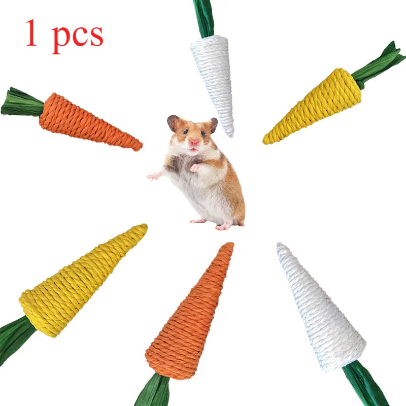 Natural Woven Vegetable Chew Sticks for Small Pets for rabbits, hamsters, guinea pigs, and gerbils from Burrowly small pet supplies.