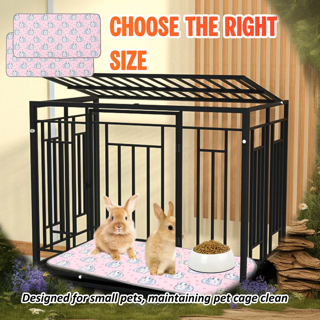 Reusable Guinea Pig Cage Liner Pad - 2 Pack for guinea pigs, rabbits, hamsters, and hedgehogs from Burrowly small pet supplies.