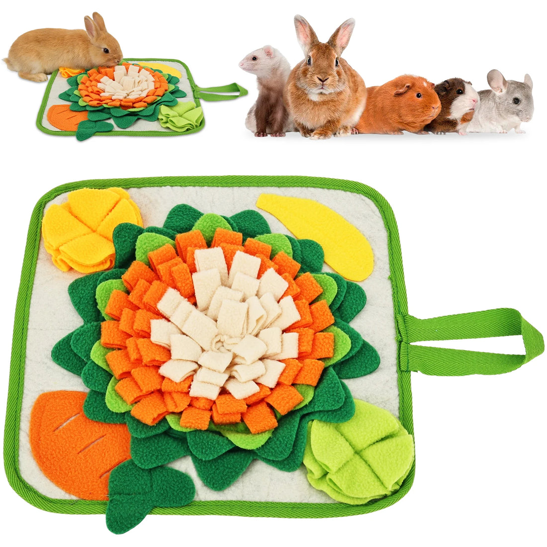 Small Pet Foraging Blanket for rabbits, guinea pigs, and chinchillas from Burrowly small pet supplies.