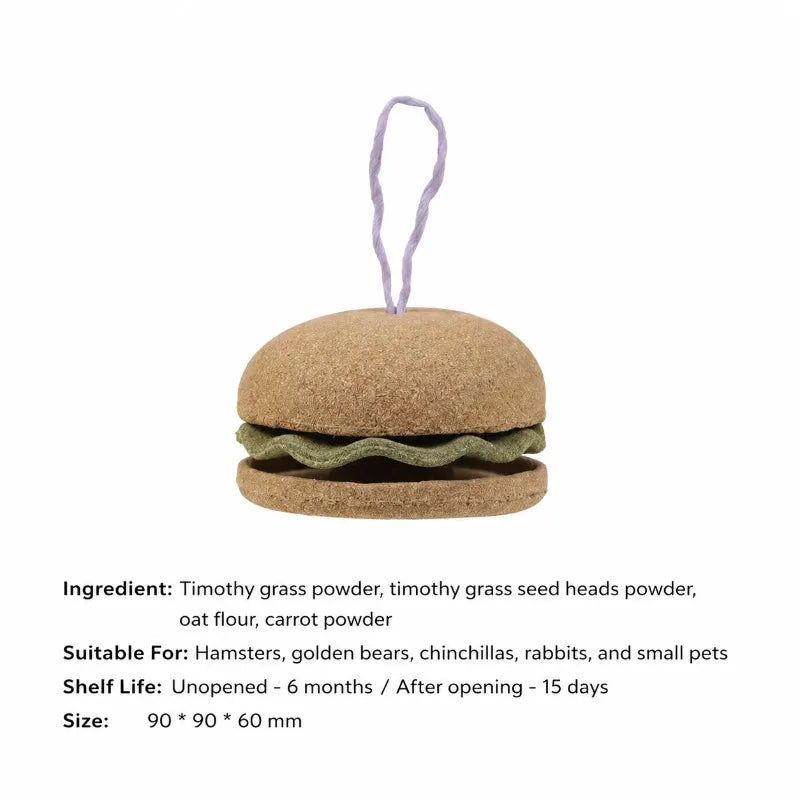 Novel Hamster Molar Burger Snack Multifunctional Ornament Decor for Golden Bear Pet Playground Cute Landscape Small Pet Supplies