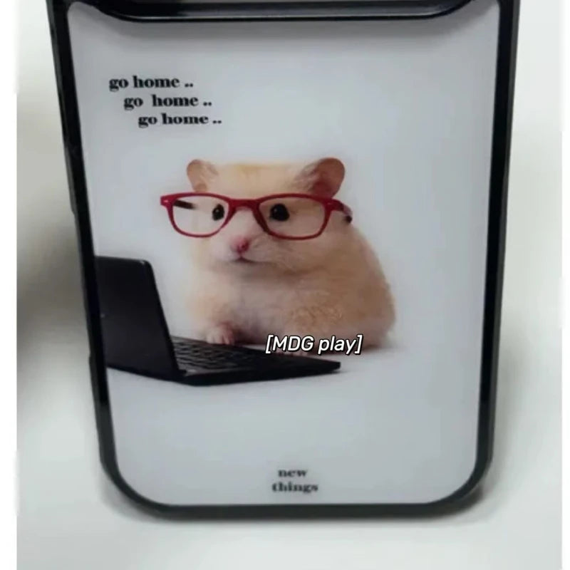 Korean Ins Cute Working Hamster Phone Case For iPhone 17 Air 16 15 14 13 12 11 Pro Max 16 Pro 8 7 Plus XR XS X Anti-Drop Cover