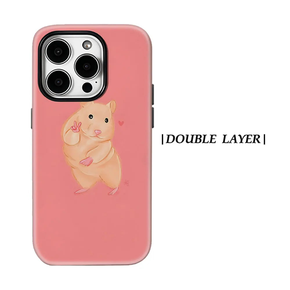 Peace Hamster Phone Case For Magnetic Phone Case for IPhone 17 16 15 14 13 Pro Max Plus Single Double-layer tough Case