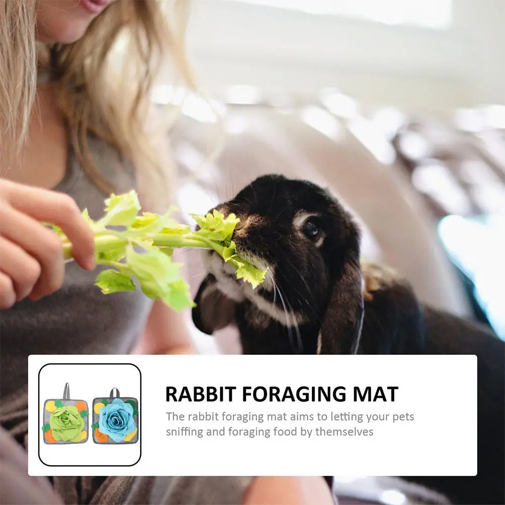 2pcs Polar Fleece Rabbit Snuffle Mat Slow Feeding Foraging Cushion for for Burrowly bowls & bottles and small pet care.