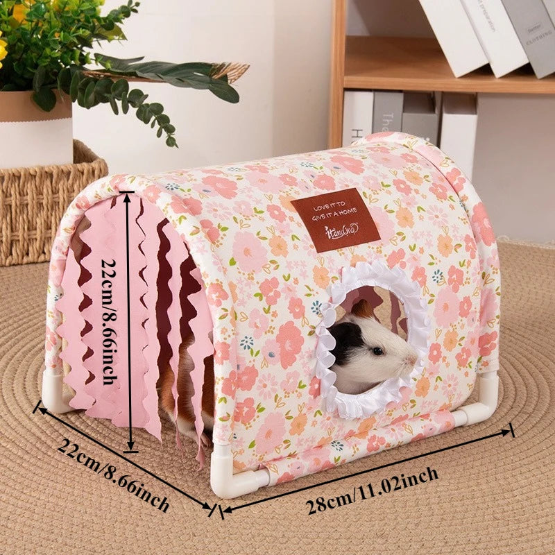 Hamster Shelter Small Rabbit/Dutch Pig/Guinea Pig Triangle Tassel Shelter Small Animal Cage Decoration Small Pet Nest Decoration