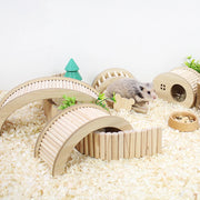 Flexible wooden bridge ladder for small pet habitat enrichment from Burrowly.