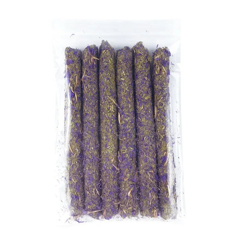 6PCS Hamsters Chew Sticks Rabbit Teeth Grinding Toys Mixed Natural Flower Chew Toys Treats For Rabbits Chinchilla Guinea Pig