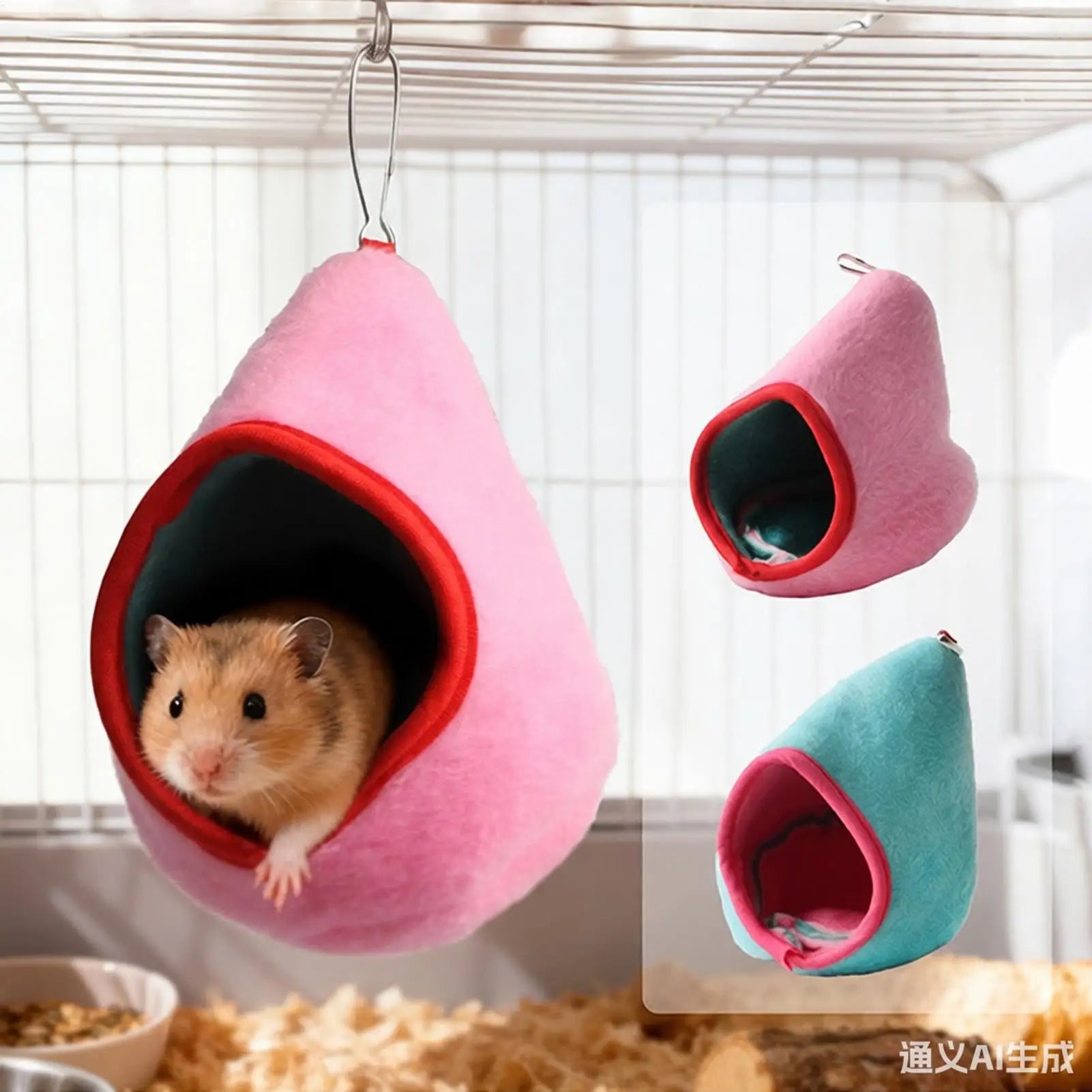 Hangable small pet hammock nest for hamster cage comfort from Burrowly.