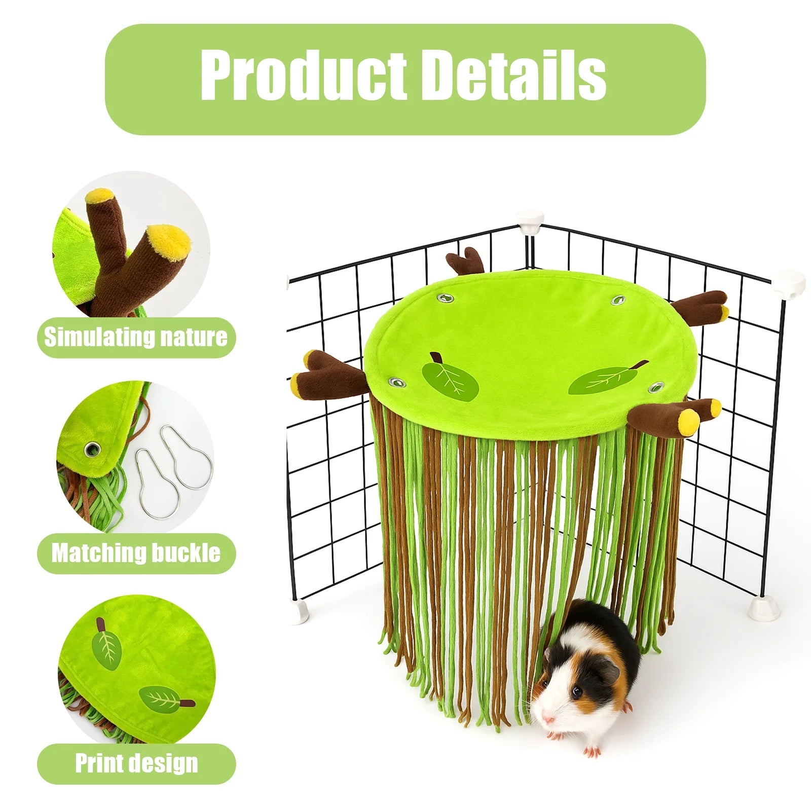 Pet Hammock Tassel Escape Room Swing Tree Stump Style Roof Summer Porcupine Chinchilla Hamster Reclimbable Pet bed