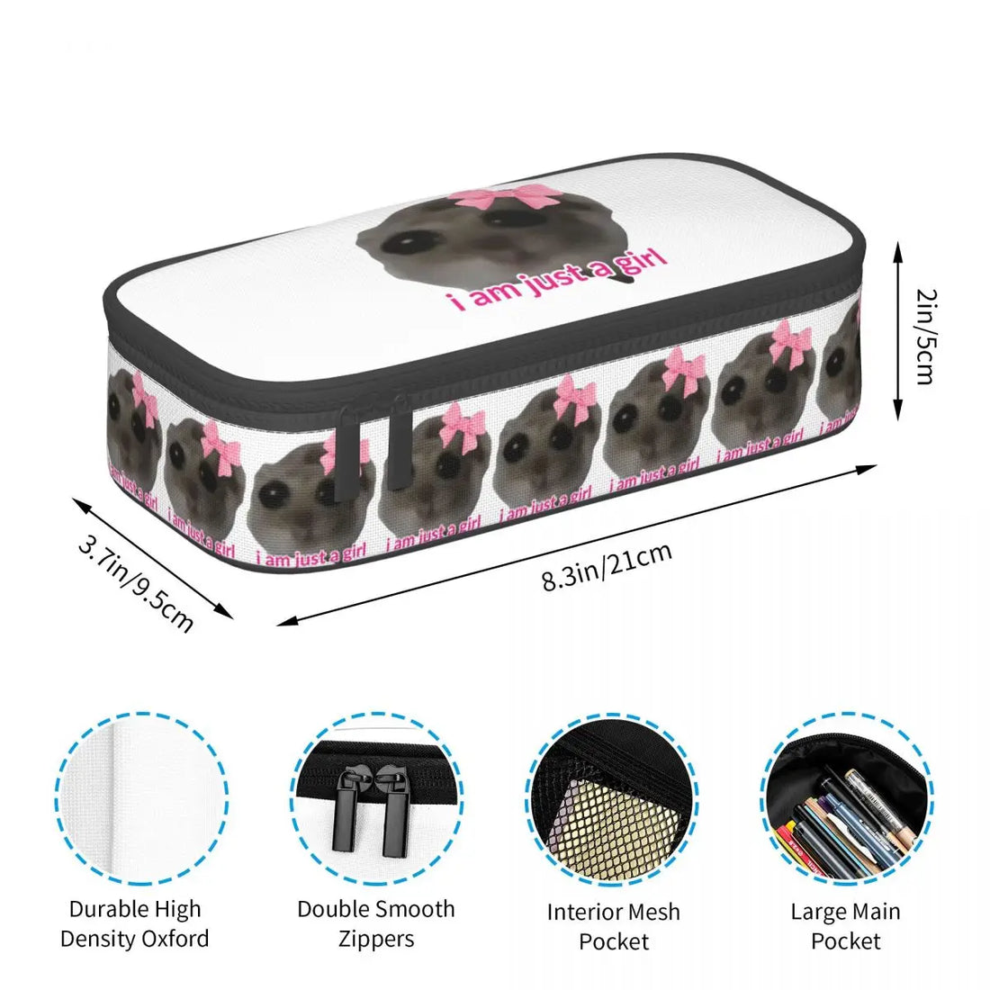 Sad Hamster Pencil Cases Pencil Pouch Storage Stationery Supplies Large Capacity Pen Box Pencil Bag for Students