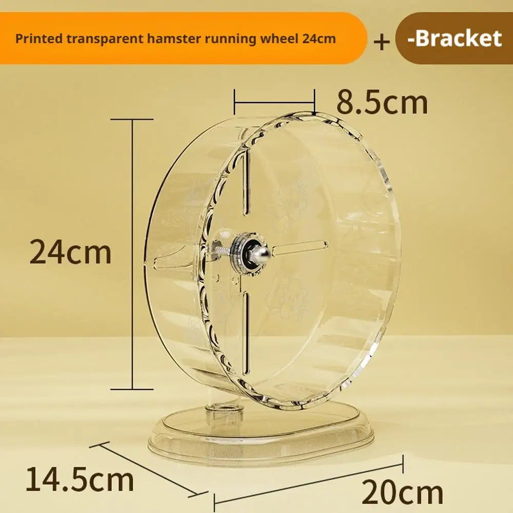 Transparent silent hamster wheel for daily exercise from Burrowly.