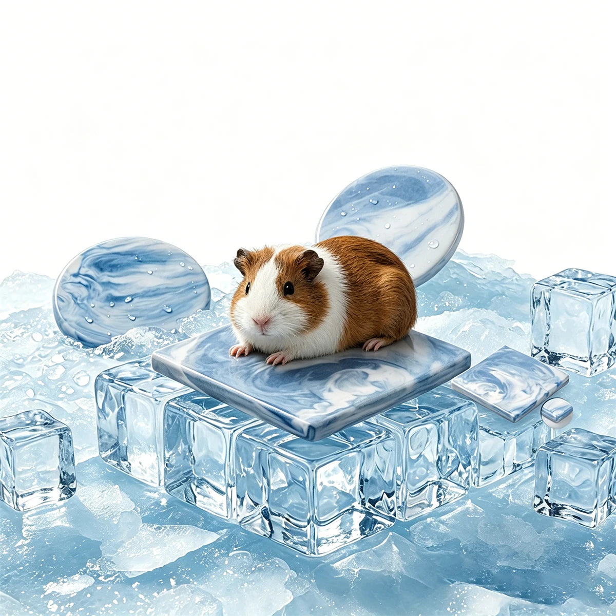 Hamster Ceramic Cooling Board Mat for Cage Ice Board Summer Cooling Supplies for Small Pets Hamster Cool Granite Stone 9 x 9 cm