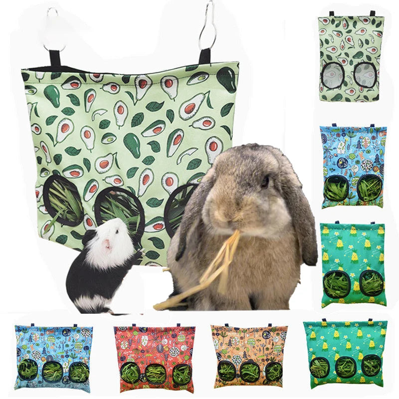 Hay dispenser bag for guinea pigs and rabbits from Burrowly.