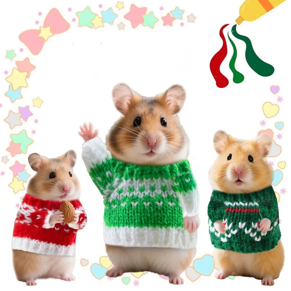 Party Supplies Cute Hamster Sweater Warm Chew Proof Small Pets Sweater Soft Knitted Sweater Christmas Decoration