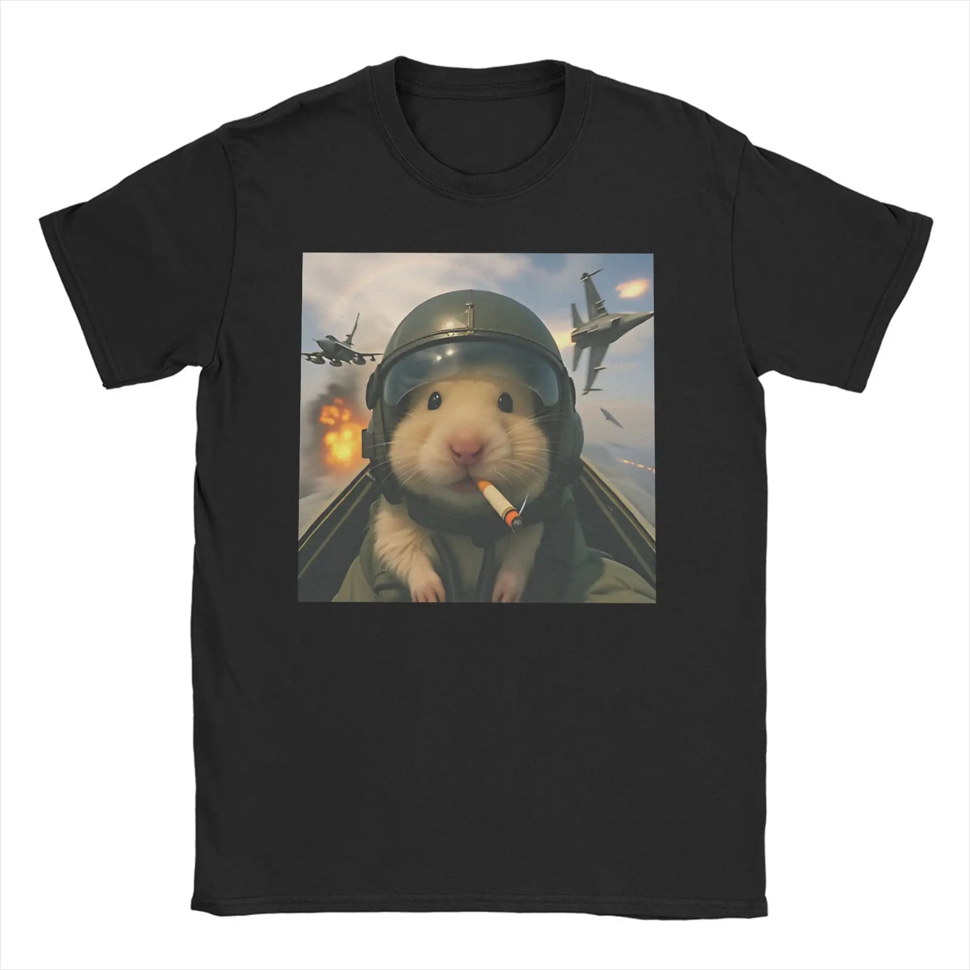 Hamster Meme Calling for Men Women T Shirts  Hipster Tee Shirt Short Sleeve Round Collar T-Shirt Cotton Birthday Present Tops